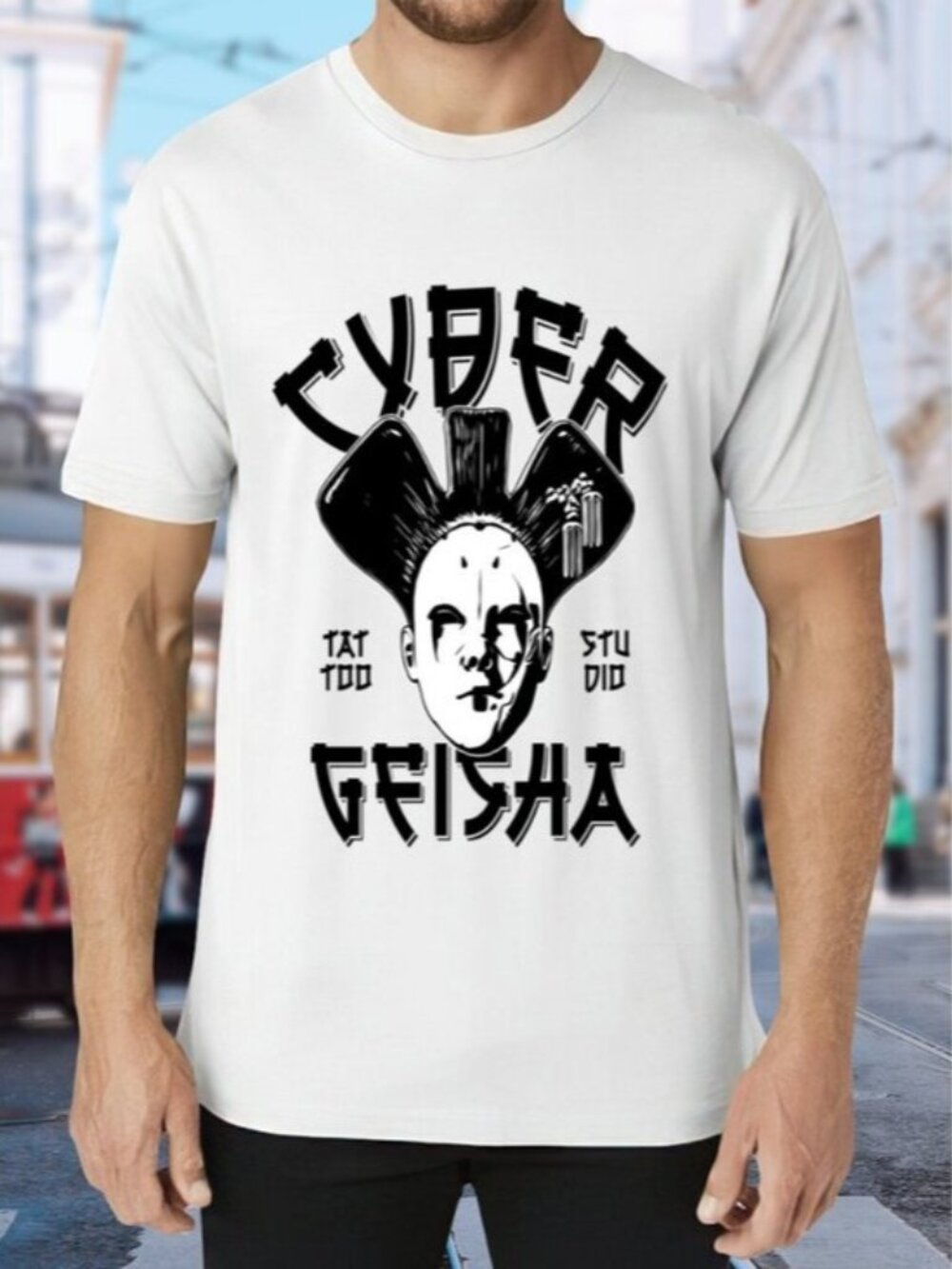 Cyber Geisha Graphic Tee in White